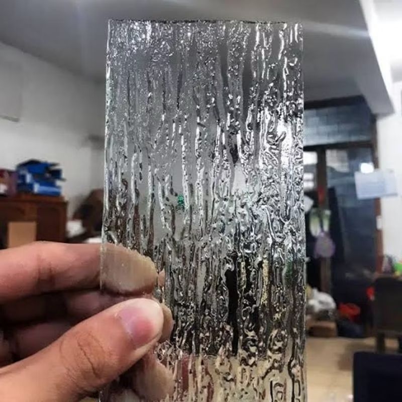 Kaca ES RAINDOWN kaca Garis Kaca tebal 5mm Kaca Variasi Kaca Es Unik Kaca Sekat WC