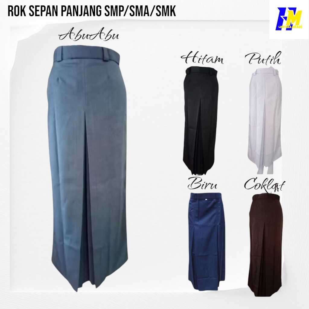 Rok Span SMP SMA Seragam Sekolah Anak Cewek Perempuan Rok Panjang Warna Abu-abu Biru Coklat Putih Hi
