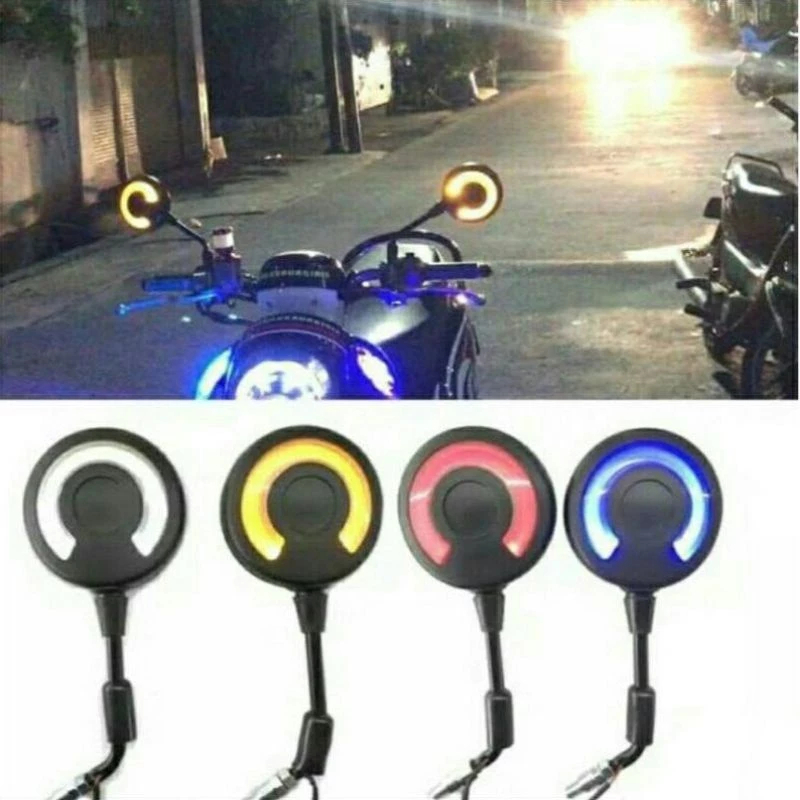 Spion WARNA WARNI Model Scoopy Lampu Led Spion Variasi Bulat Universal Scoopy Fino Vespa Mio Genio V