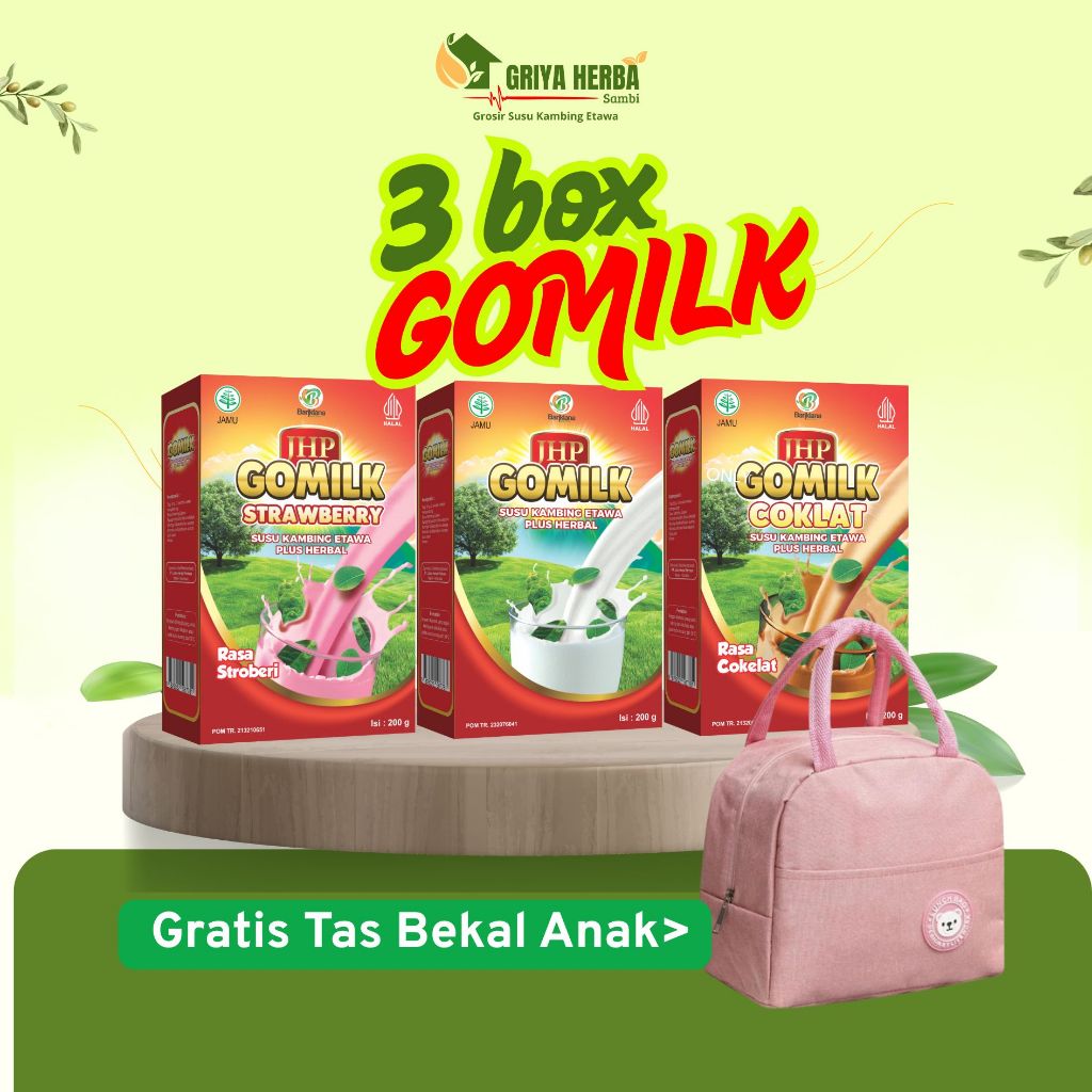 

Susu Gomilk 3 Dus Susu Kambing Etawa plus Herbal Daun Kelor Mengkudu Daun Salam
