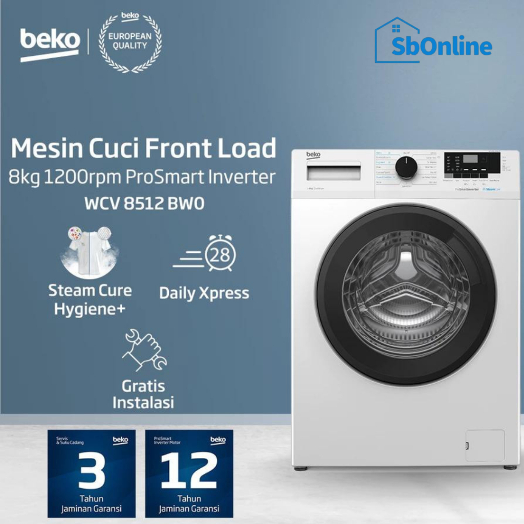 BEKO MESIN CUCI FRONT LOADING 8KG WCV8512BWO || WCV 8512 BWO