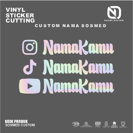 

STICKER STIKER HOLOGRAM CUTTING CUSTOM BISA REQUEST!! Sticker Nama Sosmed Hologram
