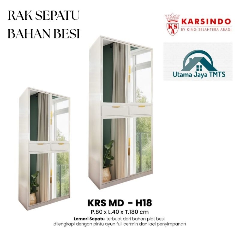 Rak sepatu tinggi besi // Rak sepatu full cermin + laci
