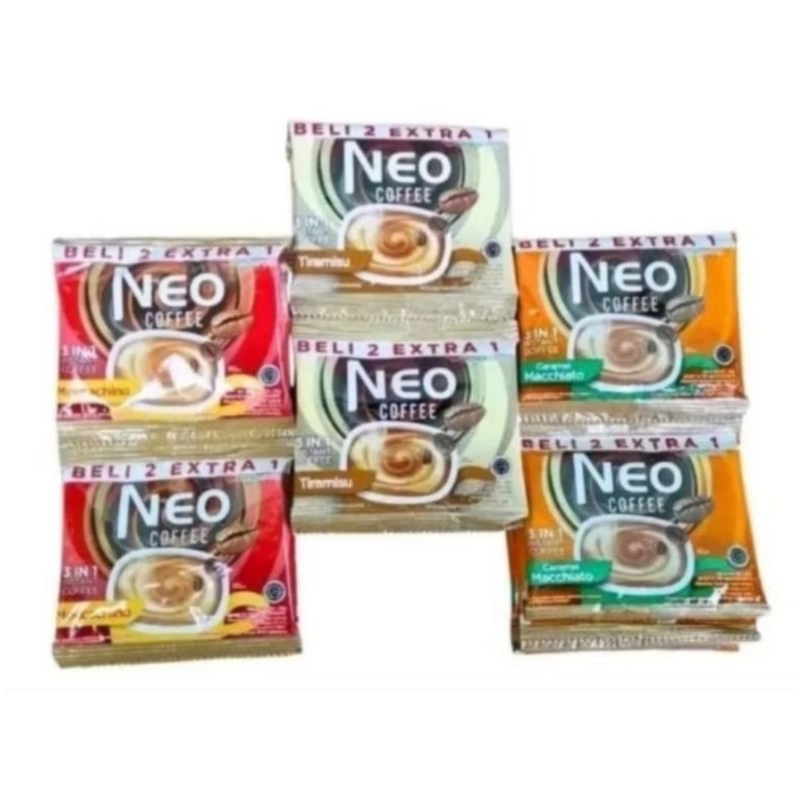 

Neo coffee moccacino tiramisu machiato renceng isi 15 sachet