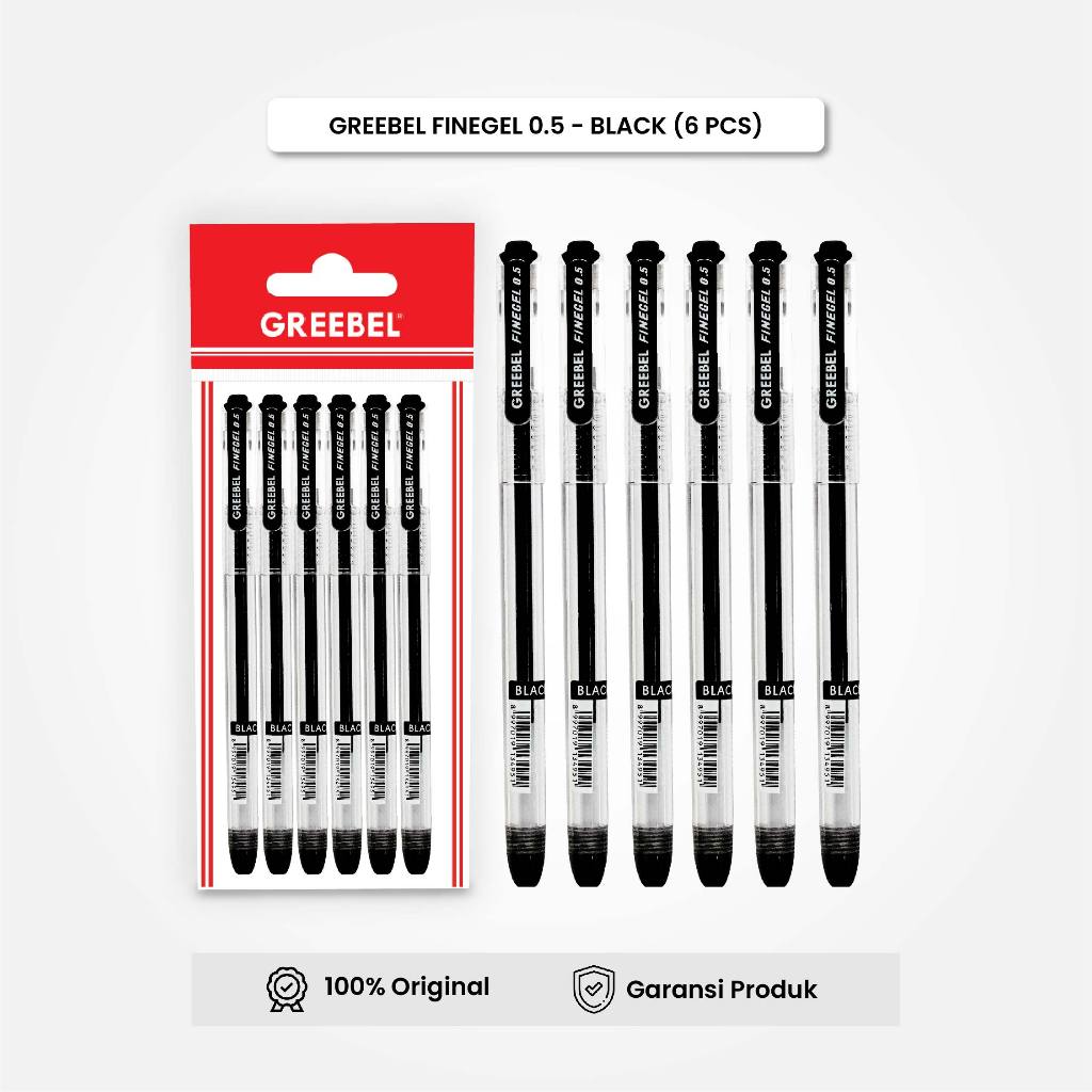 

GREEBEL Gel Pen Pulpen Pena Fine Gel Hitam (6PCS/SET) / Pulpen Gel Murah Grosir