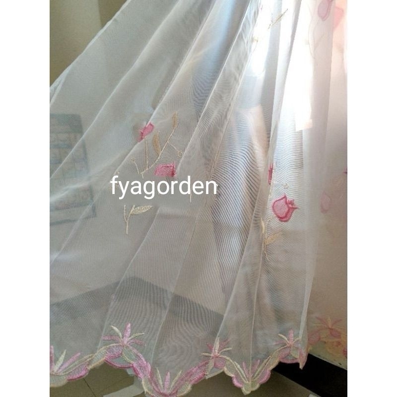 ✅ fyagorden ✅vitrase bordir mewah//vitrase gorden//fitras bunga tulip//ukuran tinggi 250//dalaman go