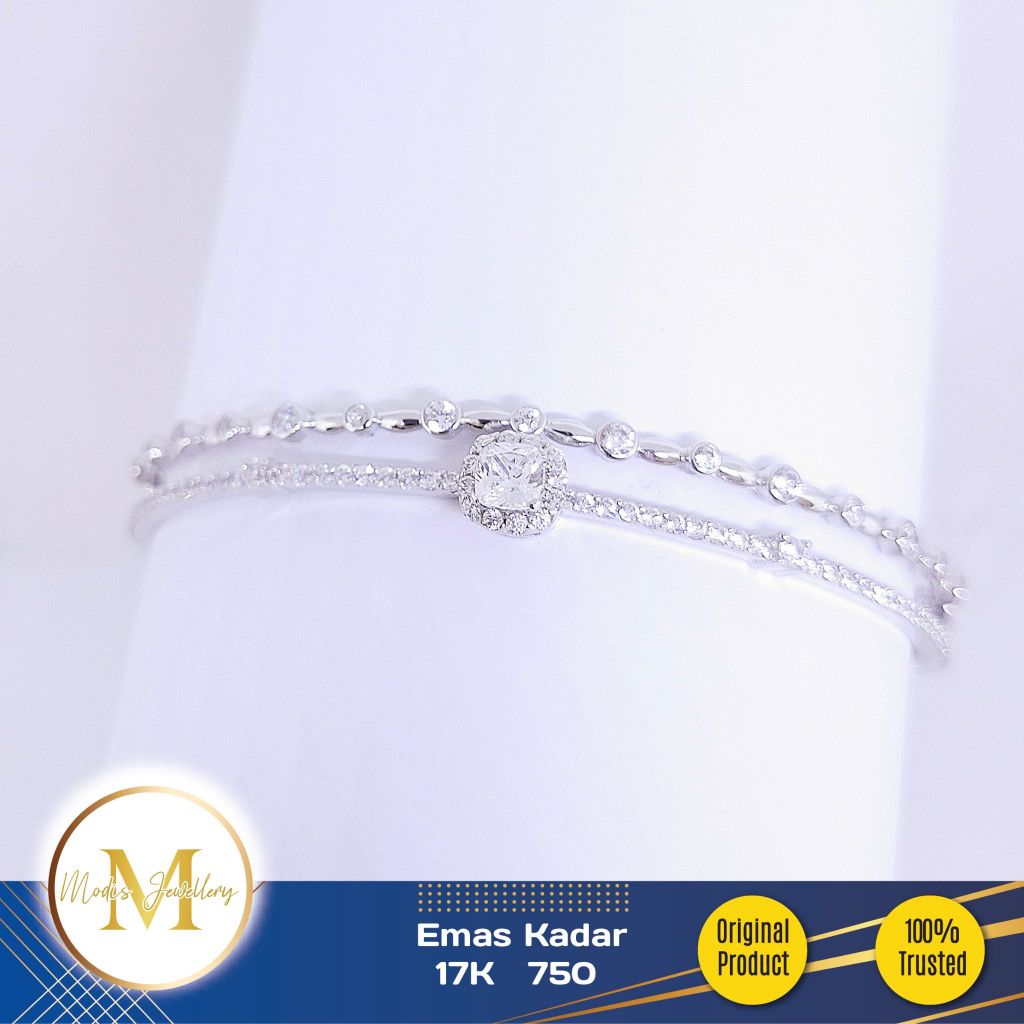 MODIS JEWELLERY - Gelang Bangle 2 Layer Putih - Emas 17k 750