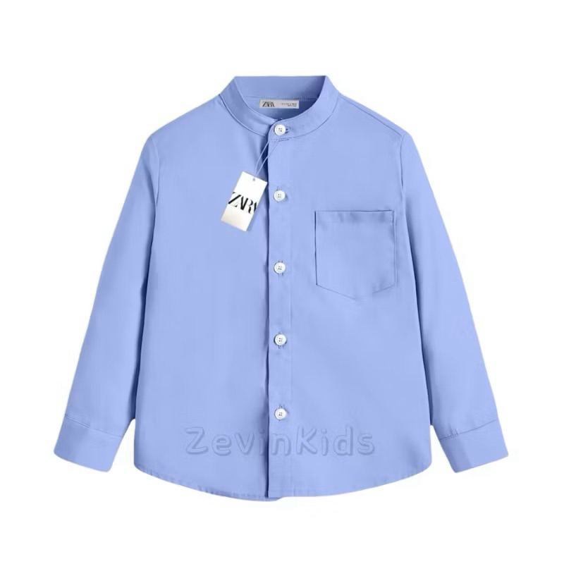 Kemeja Sanghai Anak Laki-laki Lengan Panjang Premium | Kemeja Polos Anak Kerah Sanghai Kemko