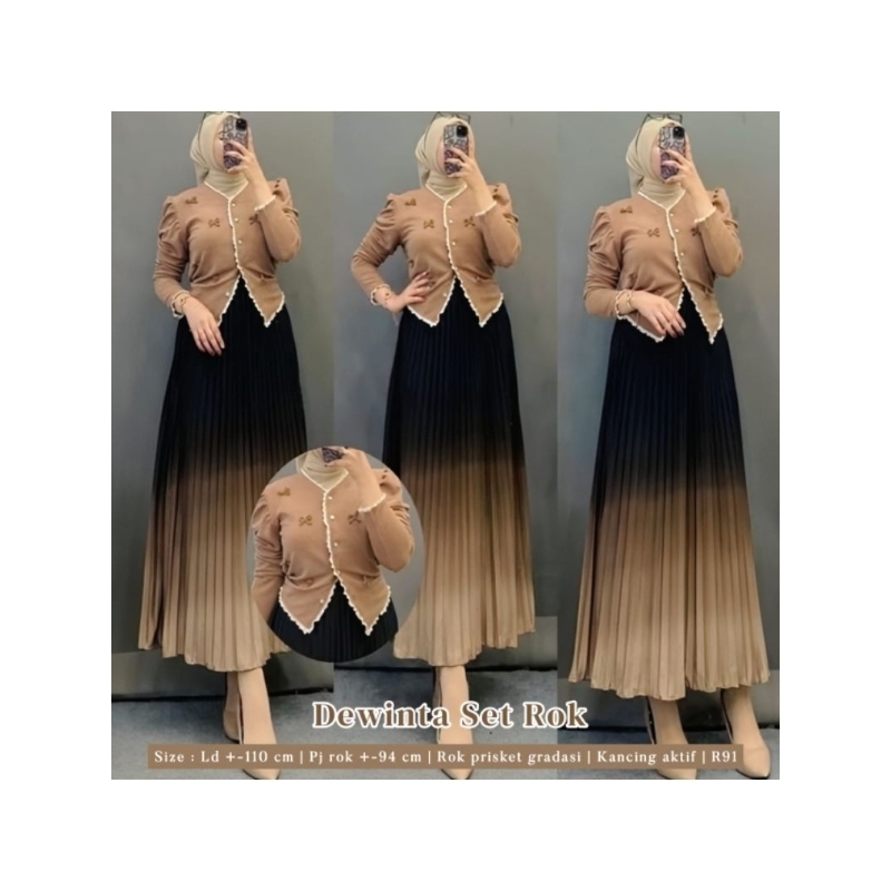 DEWINTA SET ROK PLISKET GRADASI PREMIUM IMPORT