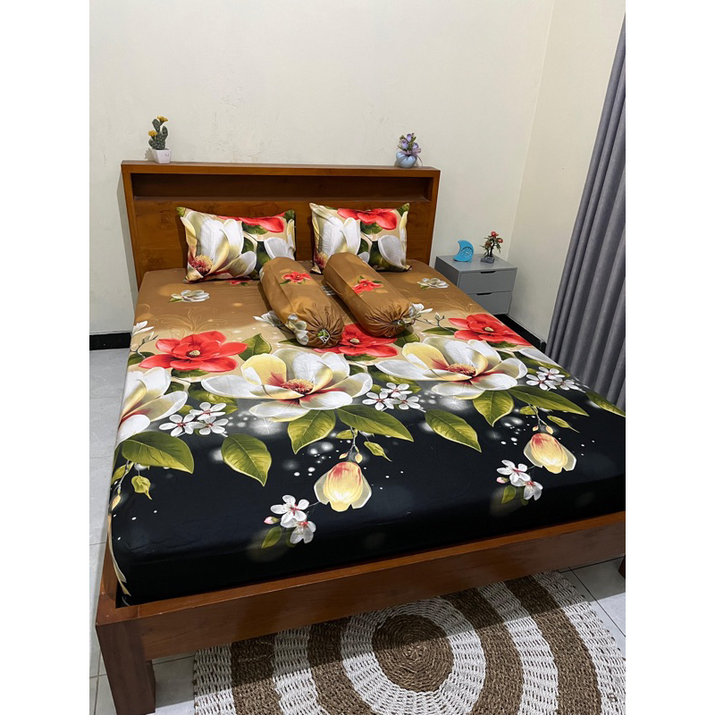 SPREI MOTIF BUNGA HITAM