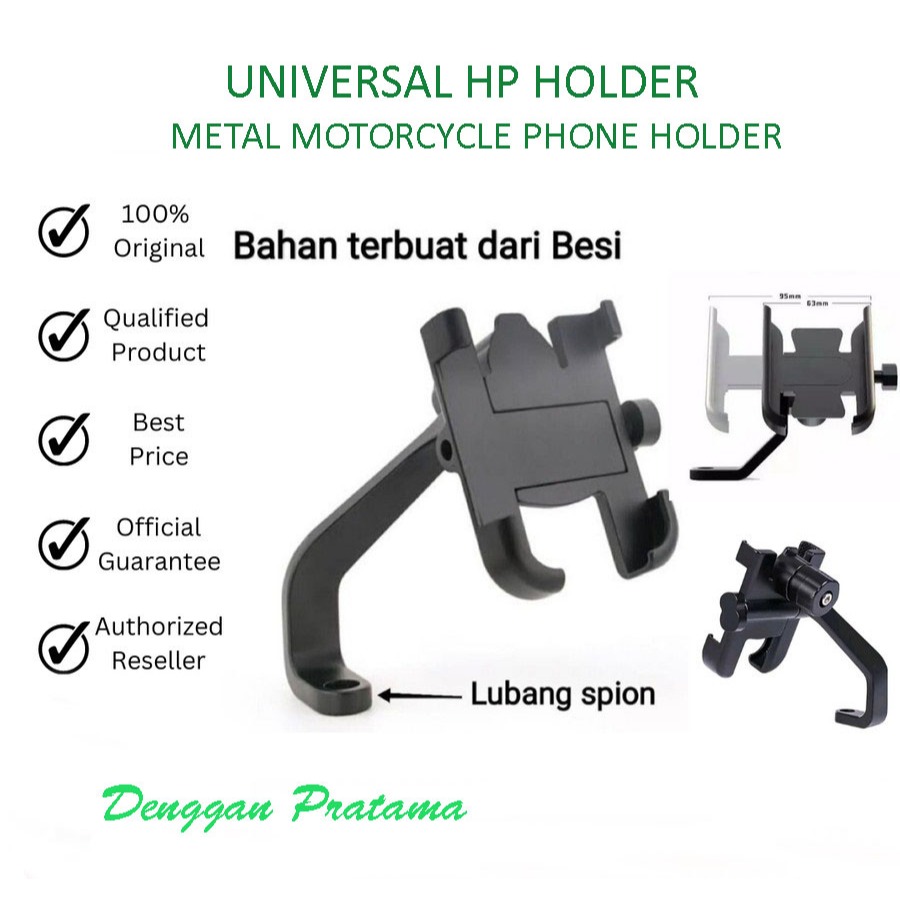 Phone Holder HP Stang Motor Material Besi Plat Ojol Ojek Online