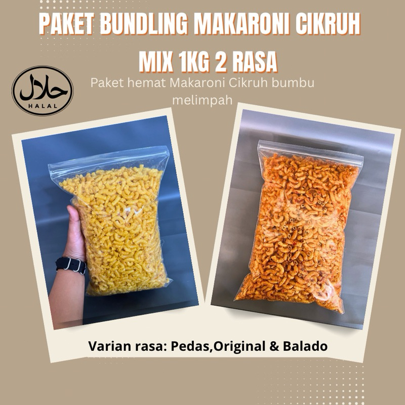 

Paket BUNDLING Makaroni Cikruh 1 KG 2 Rasa