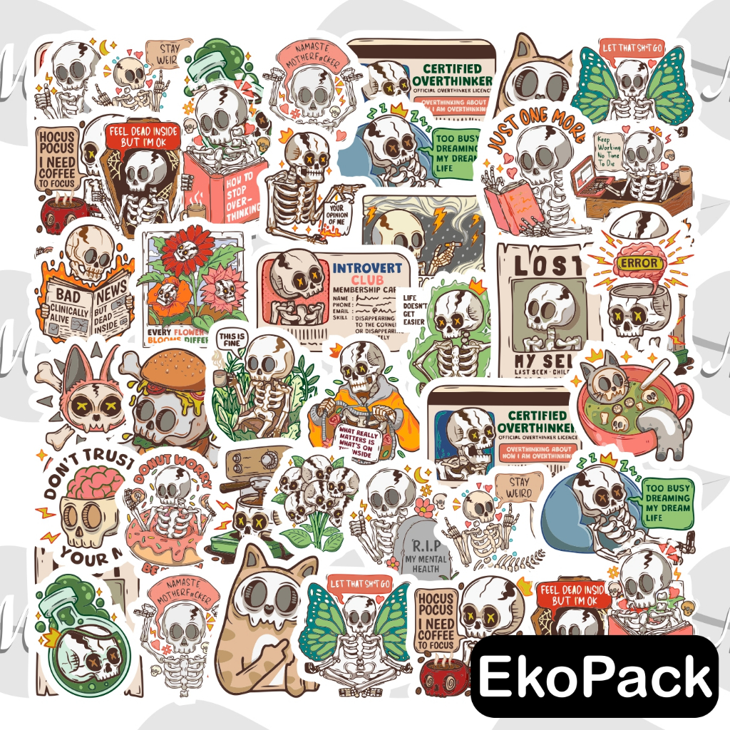 

(EkoPack) Stiker Skeleton 2 | Sticker waterproof tengkorak keren tahan anti air tumbler Laptop Hp
