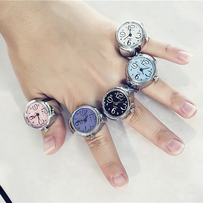 Jam Cincin Jari Pria Wanita Bentuk Oval - Jam Tangan Mini Bentuk Cincin