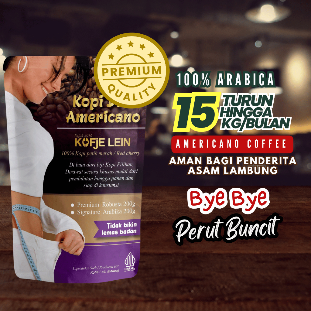 

Kopi Pelangsing Penurun Berat Badan Americano Coffee Arabica Kofje Lein