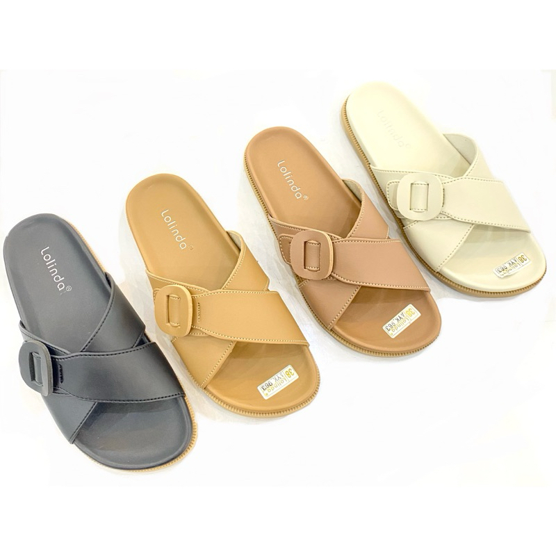 LOLINDA SENDAL WANITA SLOP FLAT TERBARU  LOLINDA SANDAL SELOP WANITA TEPLEK MURAH AYK 963