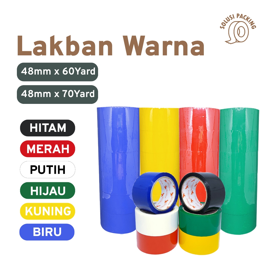

Lakban OPP Tape / Lakban Warna Ksatria 48mm x 60 Yard ISOLASI Kualitas Premium | SOLUSI PACKING