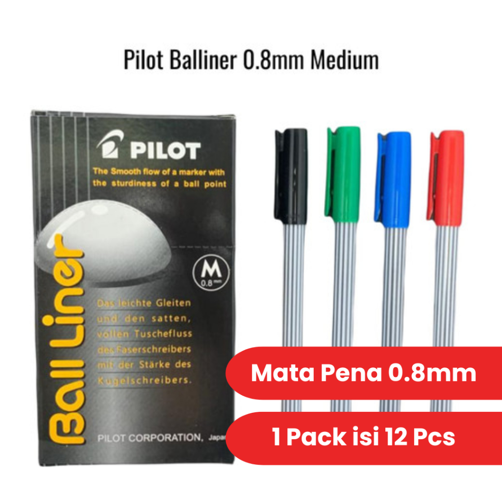 

Pilot Ballpoint Pen 0.8mm Varian Balliner (1 PACK ISI 12 PCS)