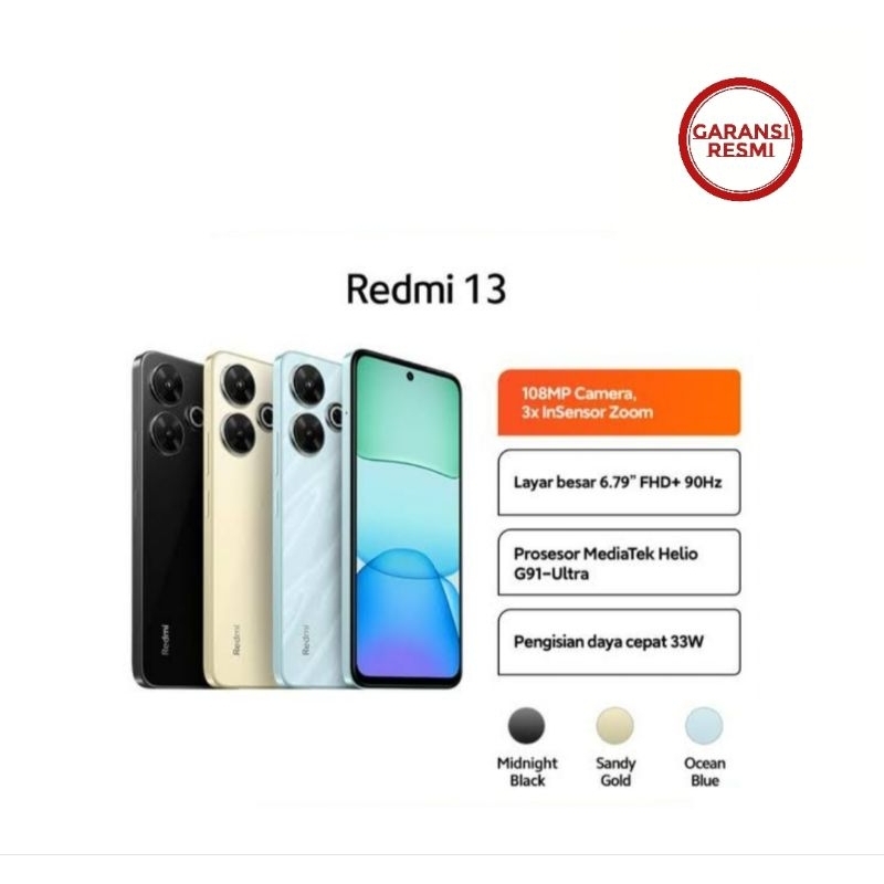 HP XIAOMI REDMI 13 8/128 GB - REDMI 13 RAM 8GB ROM 128GB GARANSI RESMI