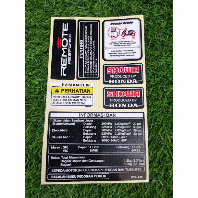 stiker detail perhatian peringatan warning honda matic new vario scoopy