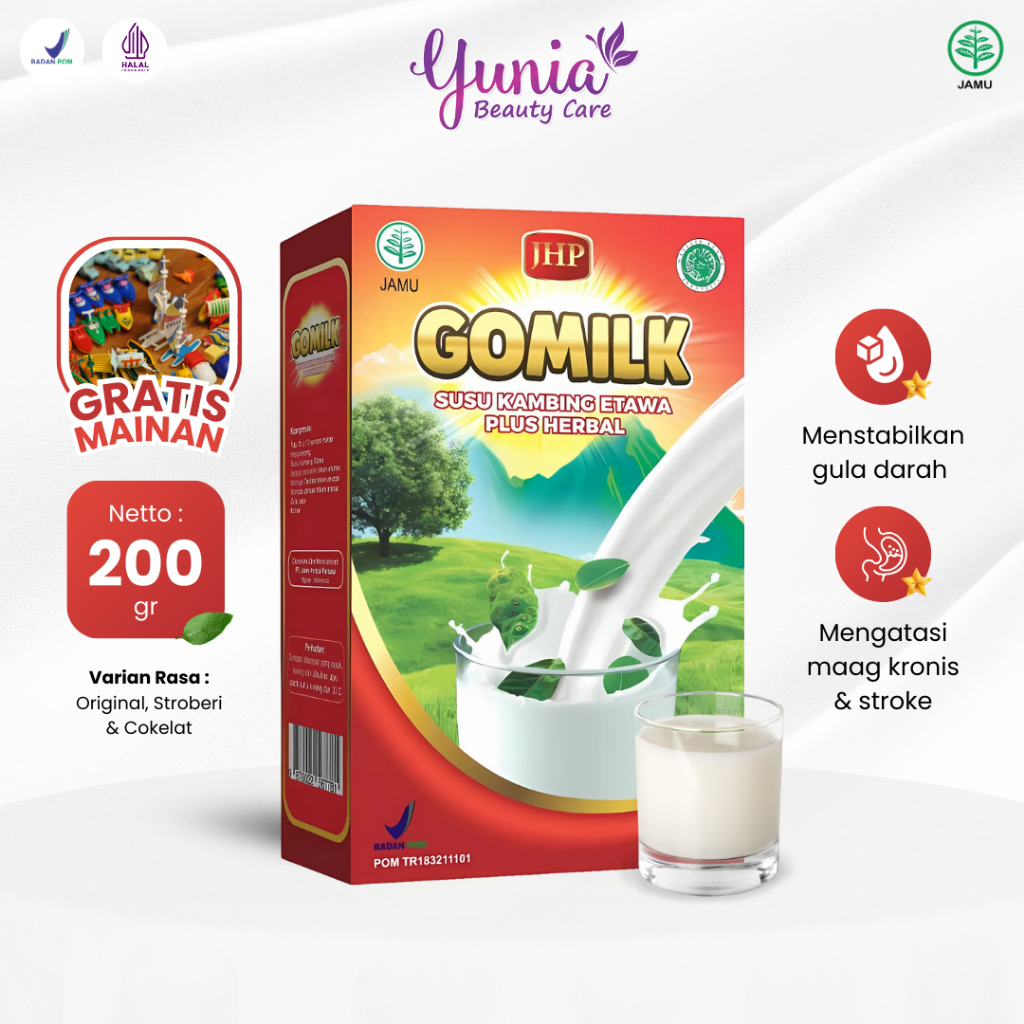 

Gomilk Susu Kambing Etawa Plus Herbal Daun Kelor Salam 200gr Penambah Nafsu Makan Free Jahe BPOM Halal