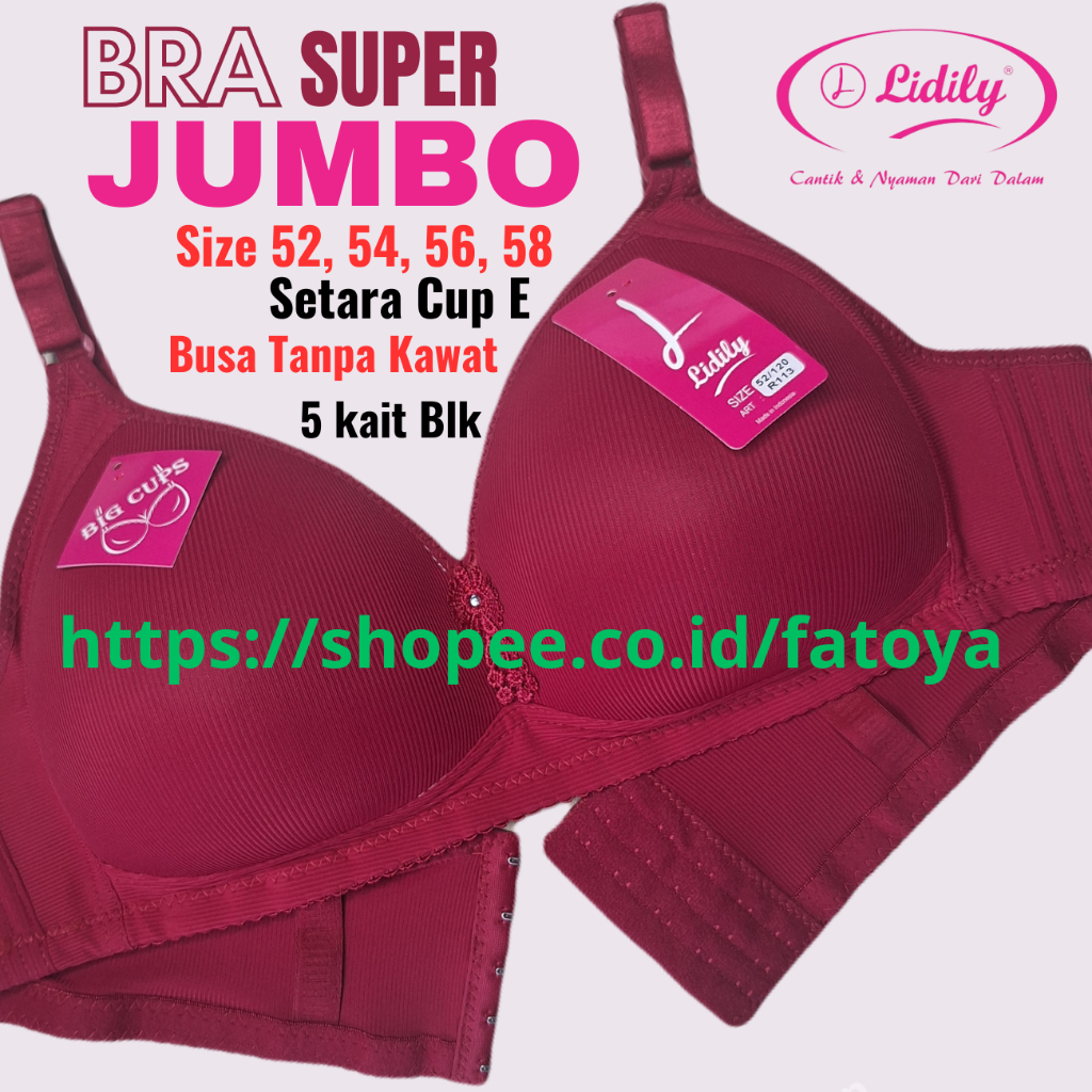 LYDYLY Bra BH Busa Tanpa Kawat Big Cup Super JUMBO Cup E Size 52-58