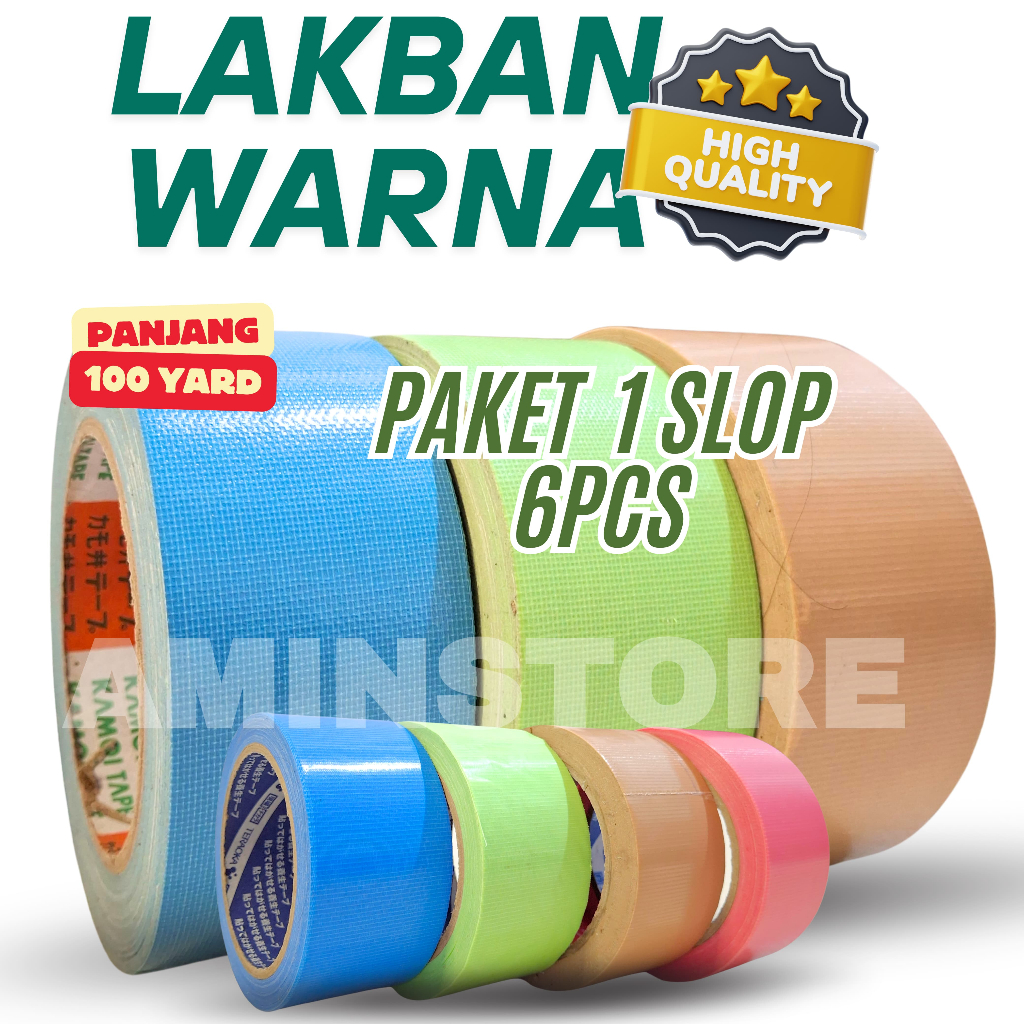 

Lakban Warna Warni 48 x 100 y & 50 y OPP Color Tape 1 Slop Isi 6 Pcs