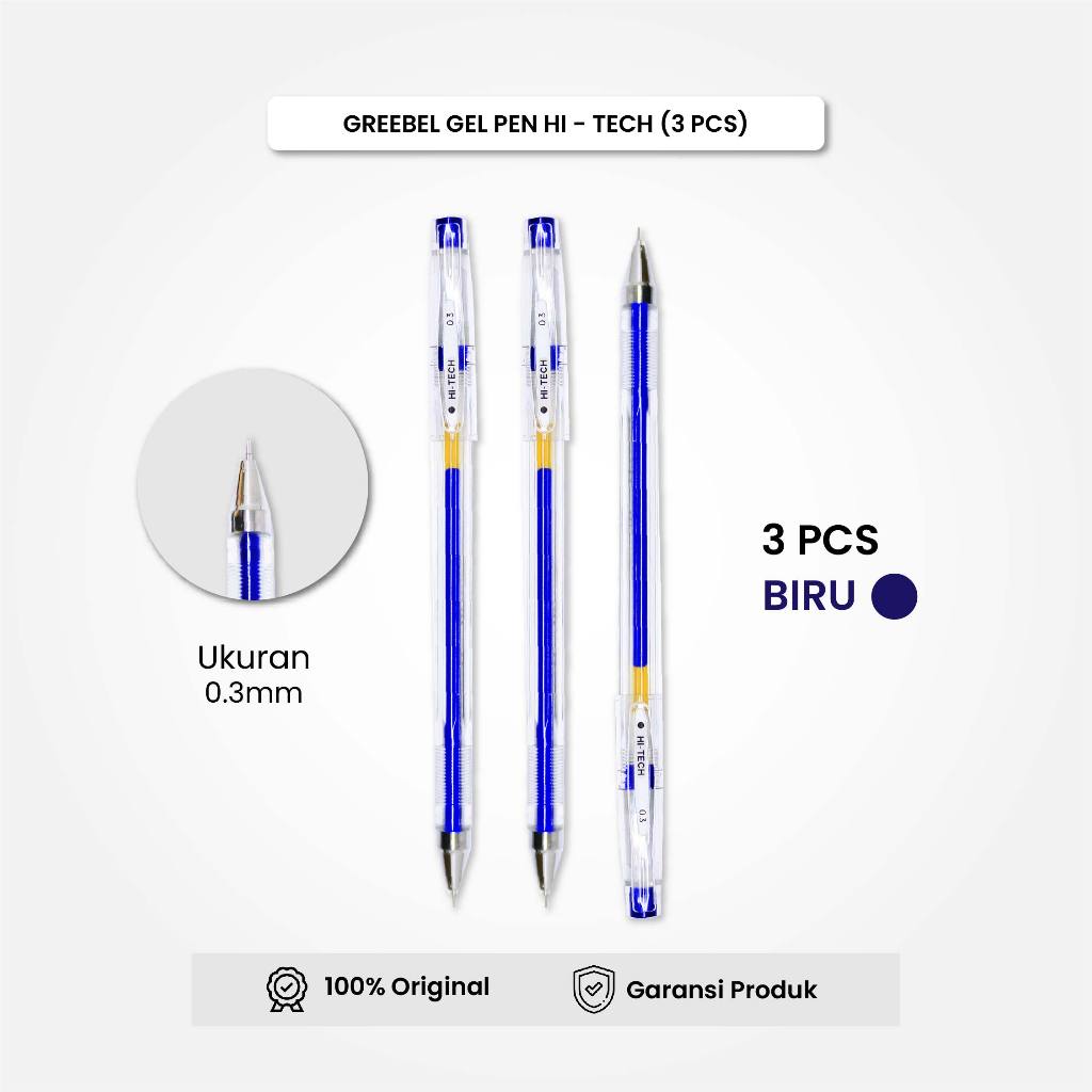 

GREEBEL Gel Pen Pulpen Pena GP-506 Hi-Tech 0.3 Biru (3PCS/SET) / Pulpen Gel Murah Grosir