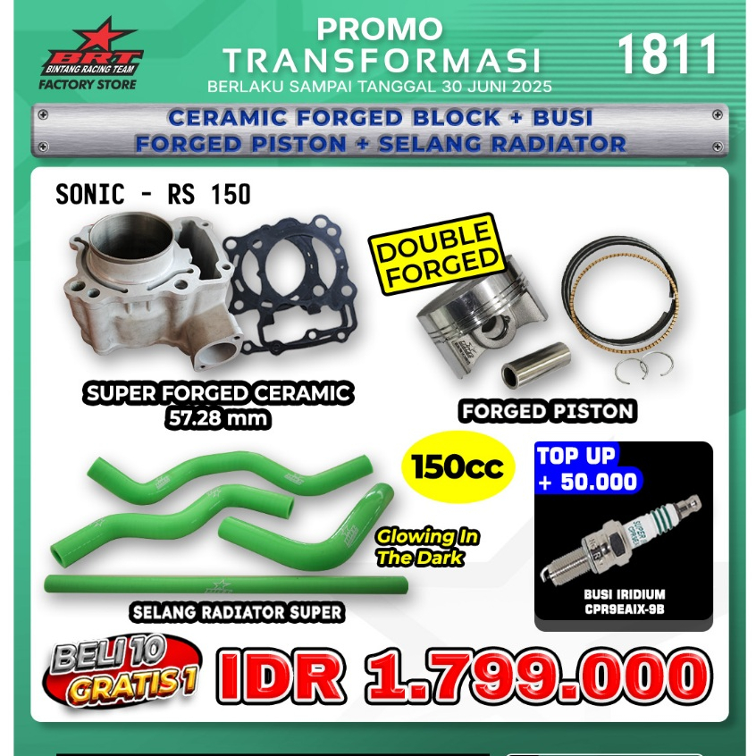 CERAMIC FORGED BLOK+ BUSI+PISTON + SELANG RADIATOR BRT SONIC
