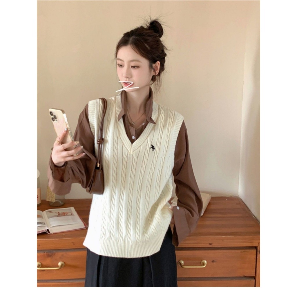 ELLE Vest Knit Import Grosir 72 knit import premium Rompi Rajut Wanita Korean  Style Big Size Atasan