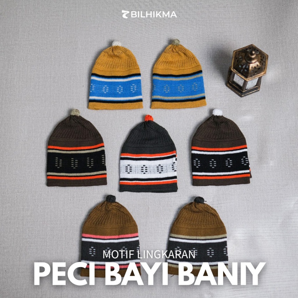 Bilhikma Peci Anak Bayi Rajut Motif Lingkaran Cap Baniy