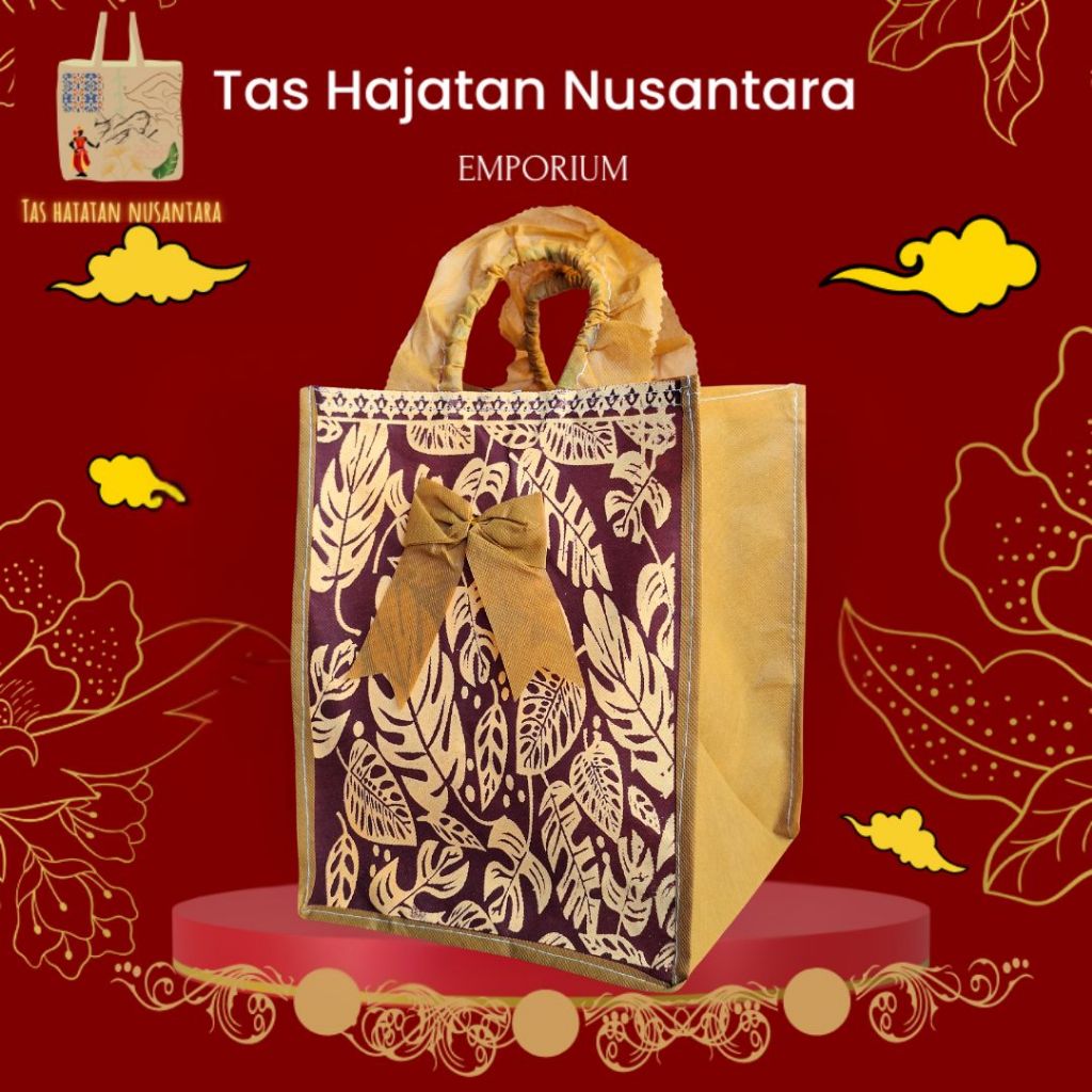 

(12 PCS) Tas Kotak Elegan Motif Daun - Tas Hajatan Nusantara