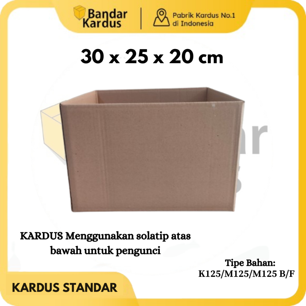 

KARDUS POLOS STANDAR | BOX PACKING BARANG | KARDUS BOX KARTON POLOS UKURAN 30x25x20 ( ISI 1PCS ) Kardus packing polos