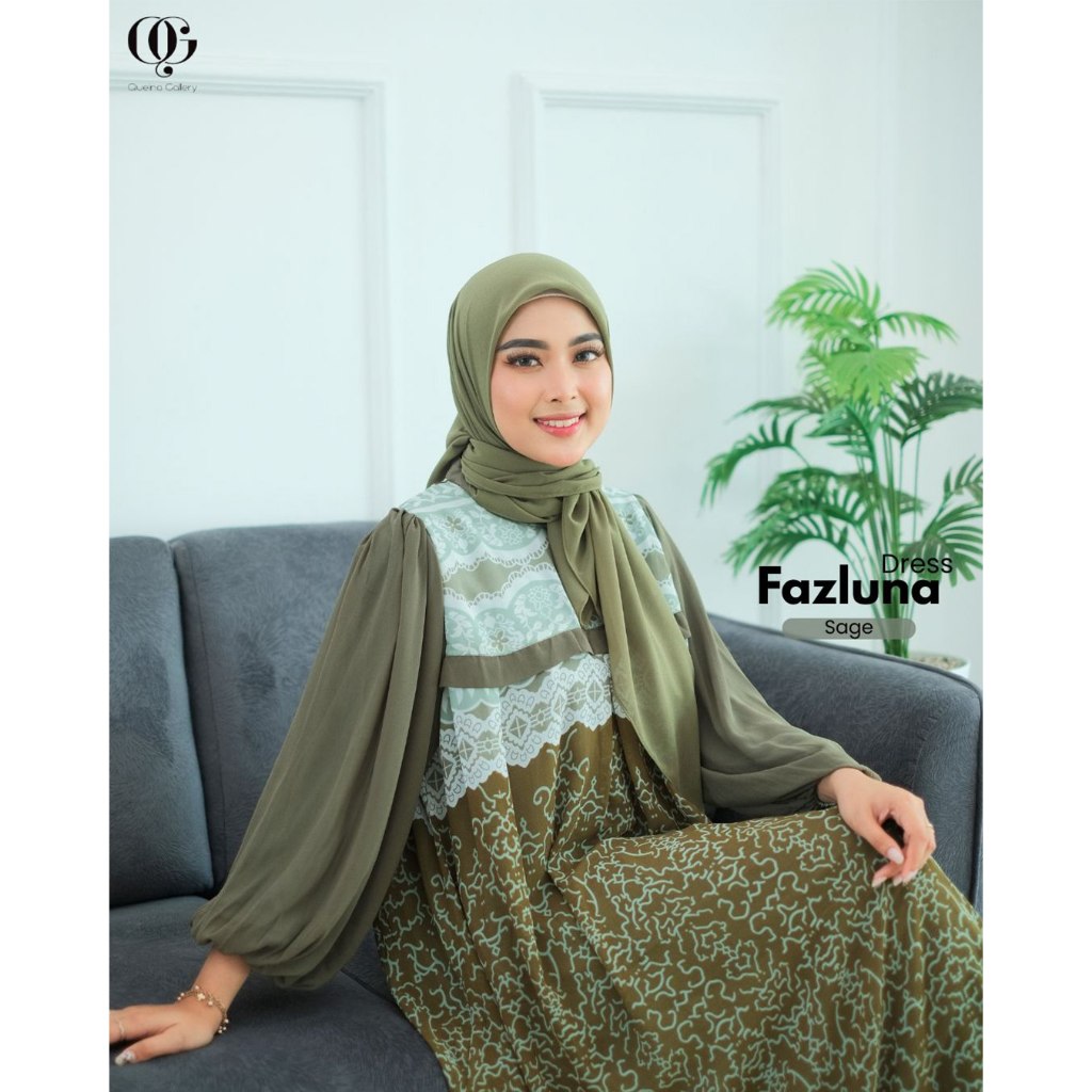 Fazluna Gamis Wanita Motif Bahan Exclusive Ceruty Babydoll Premium Busui