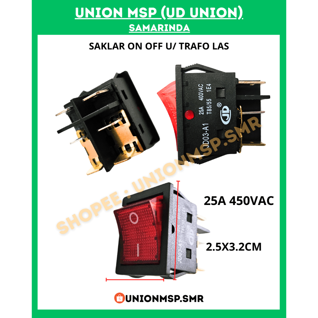 Saklar On Off JD RHINO JD03-A1 25A 400VAC T85/55 1E4 | Switch Toggle Besar Mesin Las Trafo | Saklar 