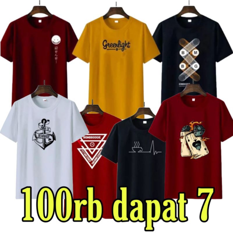 Kaos Distro 100ribuan dapat 7pcs kaos