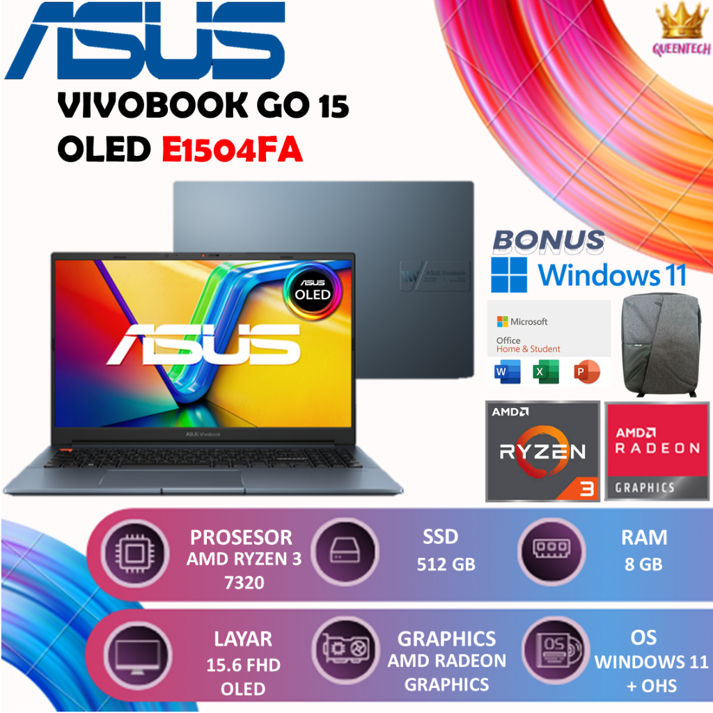 ASUS Vivobook GO 15 OLED E1504FA AMD Ryzen 3 7320U [8GB/512GB] 15.6 FHD OLED Windows 11+OHS