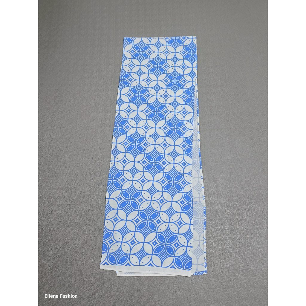 RB22 S18 Syal Batik Unisex Motif Etnik Biru Scarf Leher Elegan untuk Pria & Wanita Motif Tradisional