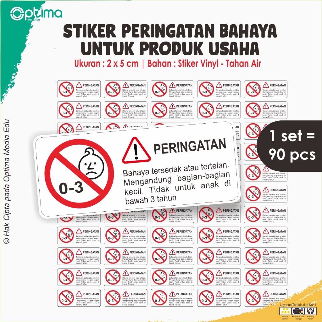 

Stiker peringatan bahaya untuk balita 0-3 tahun untuk produk usaha
