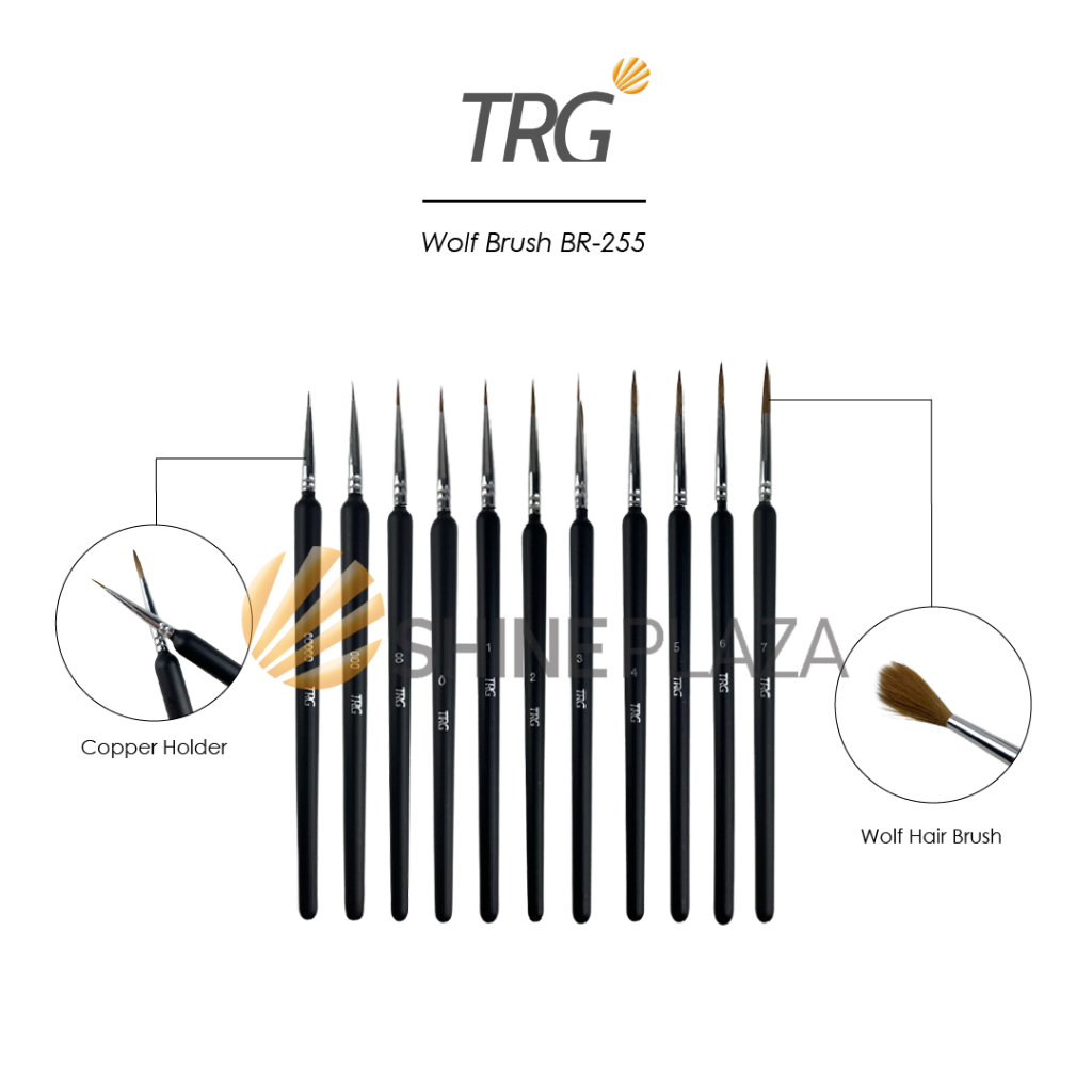 

TRG Kuas Lukis Bulu Serigala Premium Cat Air Minyak Akrilik Poster BR-255 - Professional Watercolor Acrylic Paint Art Wolf Hair Brush Round Pen Type Detail Artist Bristles Painting TRG