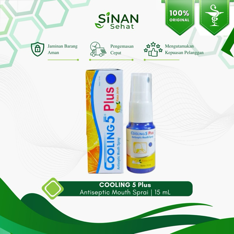 Apotek Sinan Sehat | Obat Mulut Semprot COOLING 5 Plus Orange Spray | Obat Sariawan Sakit Gigi Radan