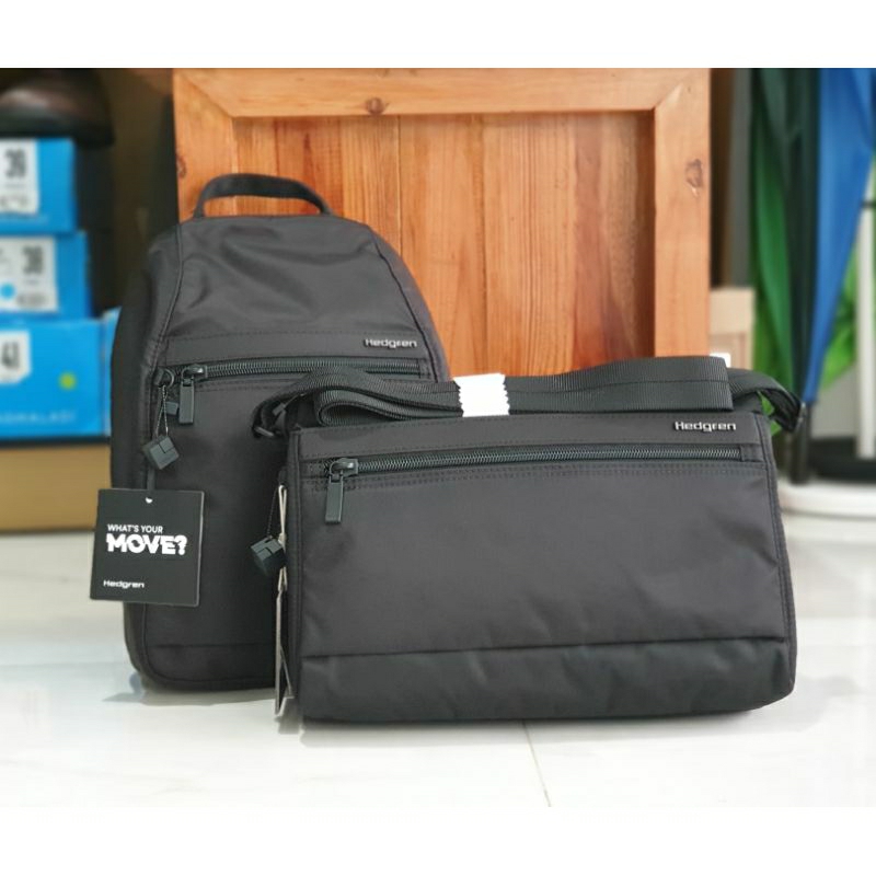 Bundling Produk ORIGINAL HEDGREN VOGUE BACKPACK S & HEDGREN EYE SLING BAG M: BLACK (ALL NEW)