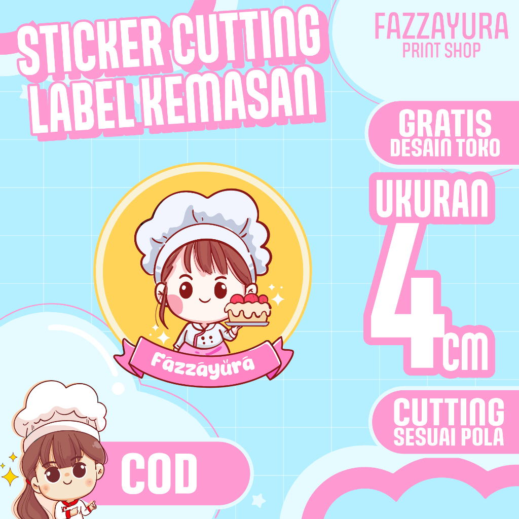 

[ 1 HARI JADI FILE SIAP CETAK ] Sticker label kemasan cutting a3+ | ukuran 4 X 4 cm