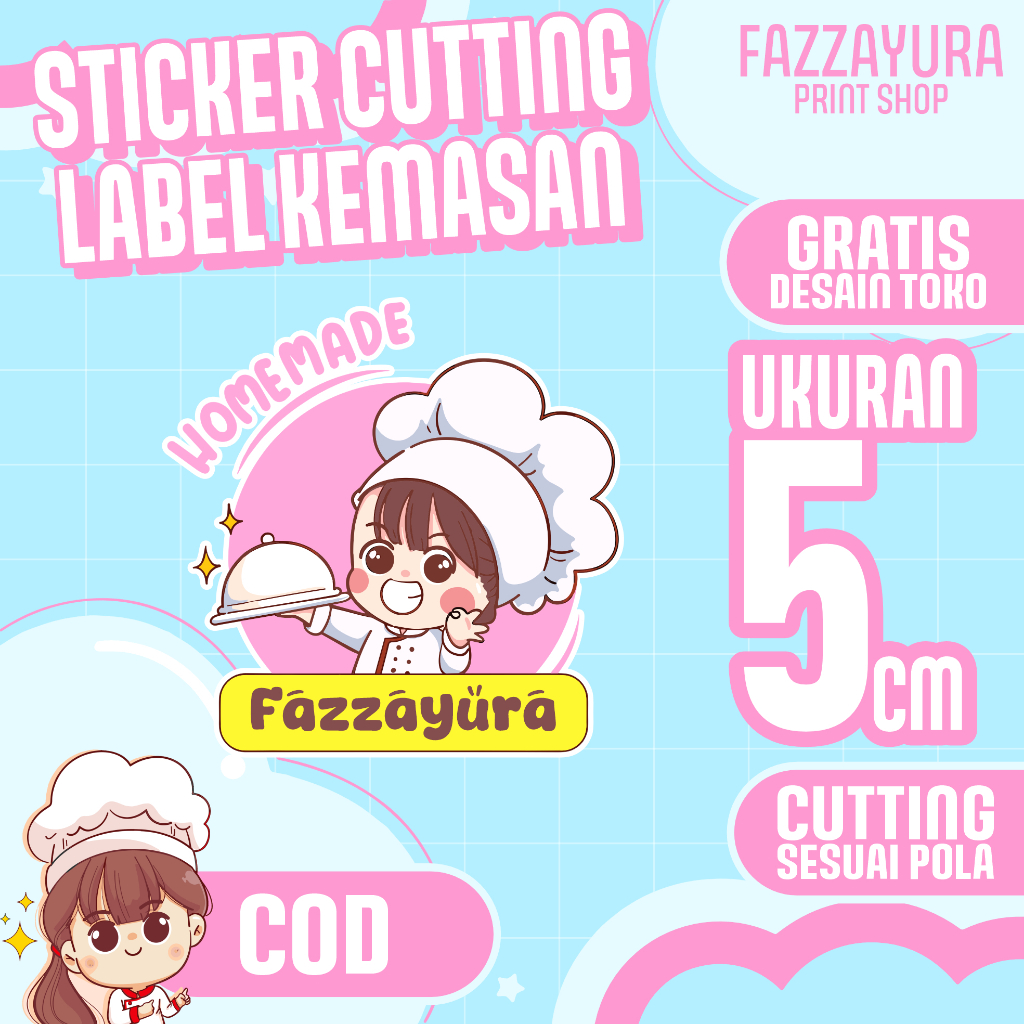 

[ 1 HARI JADI FILE SIAP CETAK ] Sticker label kemasan cutting a3+ | ukuran 5 x 5 cm