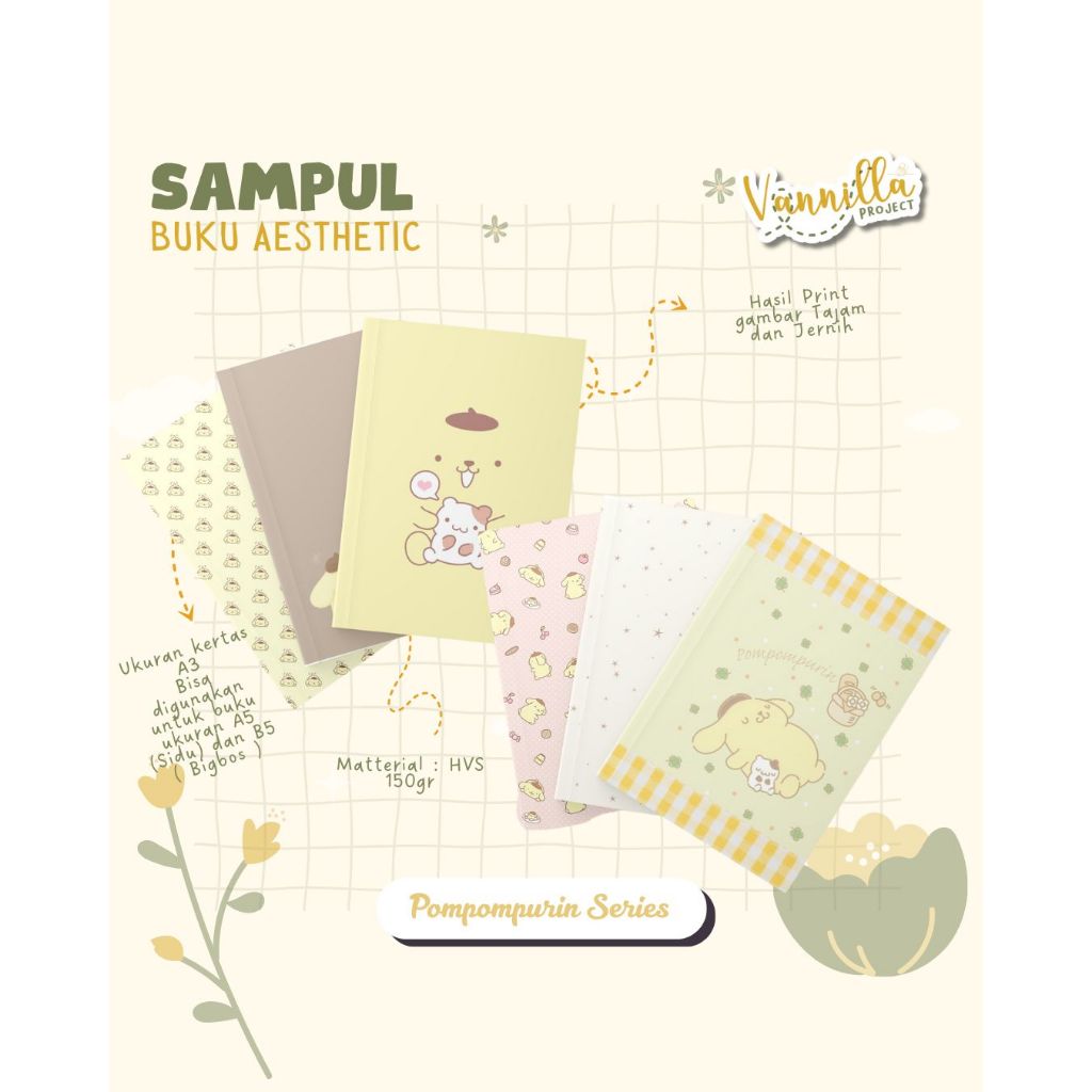

6 LEMBAR SAMPUL BUKU AESTHETIC POMPOMPURIN SANRIO