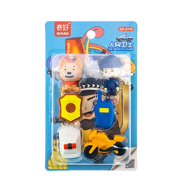 

8735 set penghapus karakter polisi profesi sensory play stationery 3d