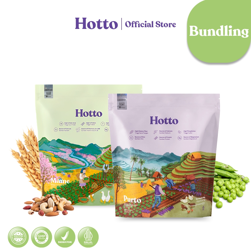 

9 POUCH Hotto Purto Multigrain with Purple Potato Mame (isi 144 Sachet) Halal Bpom