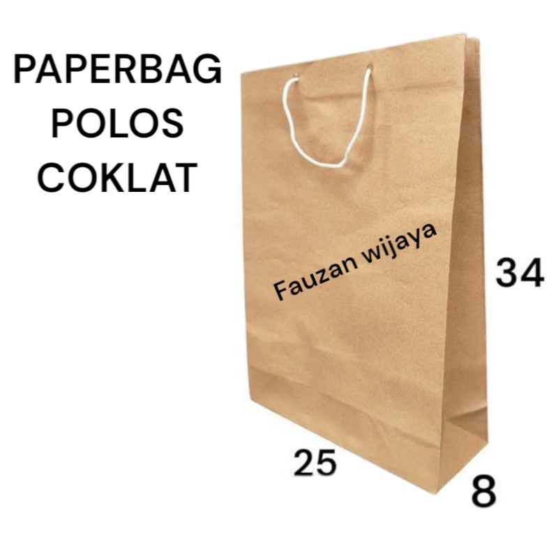 

Paperbag polos coklat ukuran sedang 25X35 isi 12pcs