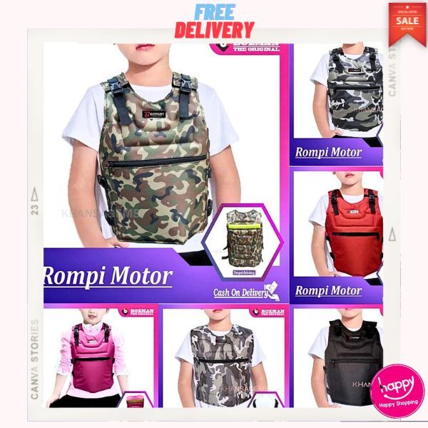 Rompi Safety Motor Anak Rompi Motor Untuk Anak Anti Angin Motif Loreng Pelindung Dada Junior