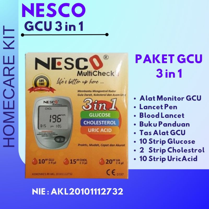 Alat Tes Strip Cekup Stik Gula Darah Glucose Asam Urat Kolesterol Merek Nesco Test Stick kontrol Che